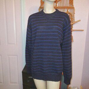 Gap Men's Sweater Size L Wool Pullover Blue Stripe Preppy Casual Dress Workwear